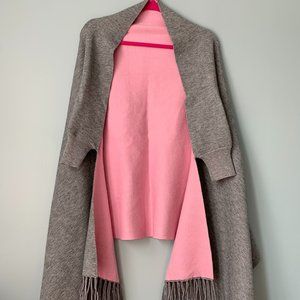 Grey & Pink Shawl with Arm Holes - Reversible